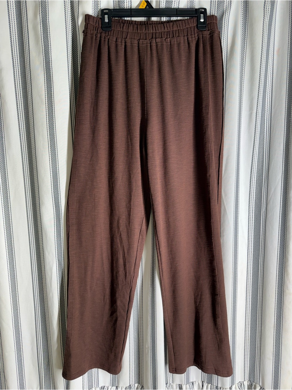 Papermoon Ribbed Wide-Leg Pants in Chocolate Brown